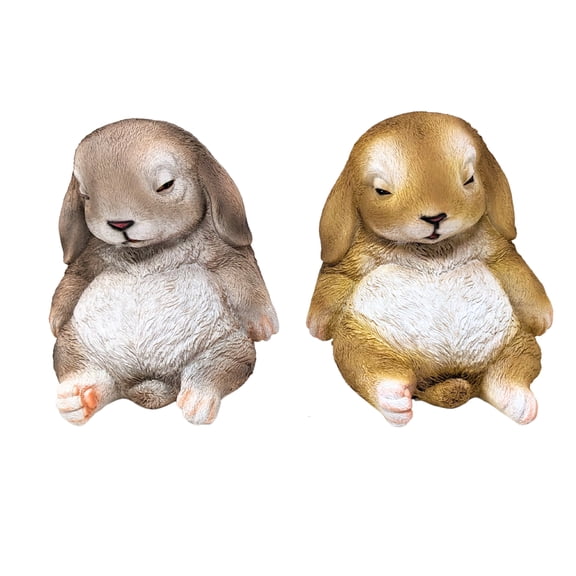 2-Piece Drowsy Rabbit Figurines – Adorable Sleeping Bunny Statues for Home Office & Garden – Resin Animal Sculptures for Indoor & Outdoor – Easter, Farmhouse & Woodland Gift for Rabbit Lovers