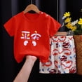 thumbnail image 4 of TOWED22 Kids Toddler Baby Girl Boy Summer 2 Piece Shirt and Shorts Set Round Neck Tee Cartoon Graphic Elastic Waist Outfits Clothes(Red,3-4 Y), 4 of 4