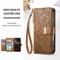 thumbnail image 4 of Decase Anti-Scratch PU Leather Wallet Case Compatible with iPhone 16 Pro,Shockproof Magnetic Buckle Hybrid Case Cover with Zipper Pocket Credit Card Slot Cash Slot Wrist Strap Lanyard,Brown, 4 of 12