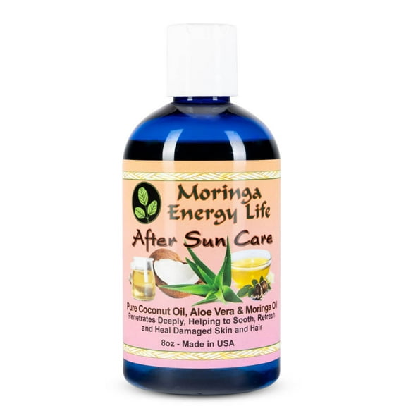 Moringa After Sun Care Oil for Tanning, Sunburn Aloe Coconut Oils Natural, Moringa Energy Life, 8 oz