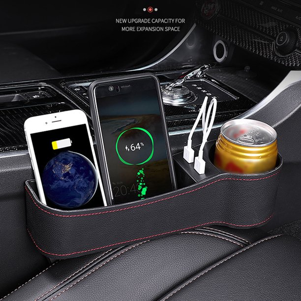 Organizador De Espacio Para Asiento De Automóvil Relleno De Espacio Para Asiento De Automóvil De Cuero Pu Con Puerto Usb Dual Portavasos Ahorro De Espacio Caja De Almacenamiento Para Asiento Delantero Muyoka Hogar