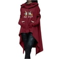 thumbnail image 2 of AOOCHASLIY Thanksgiving Day Women Tops Women Casual Long Sleeve Loose Printed Medium and Long Tops Women Blouse Hooded Sweatshirts, 2 of 5