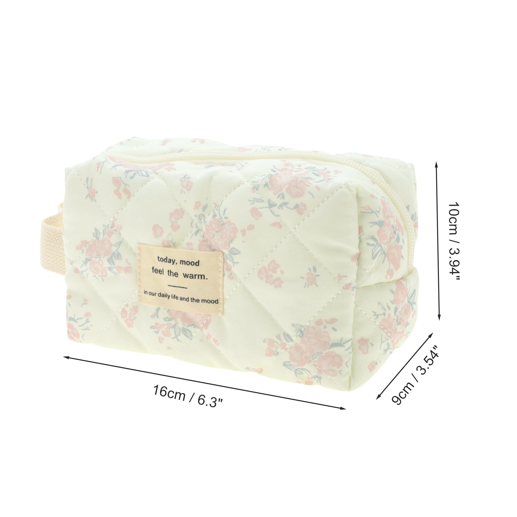 Unique Bargains 1Pc Durable Rose Floral Print Storage Makeup Bag for Vacation Pink