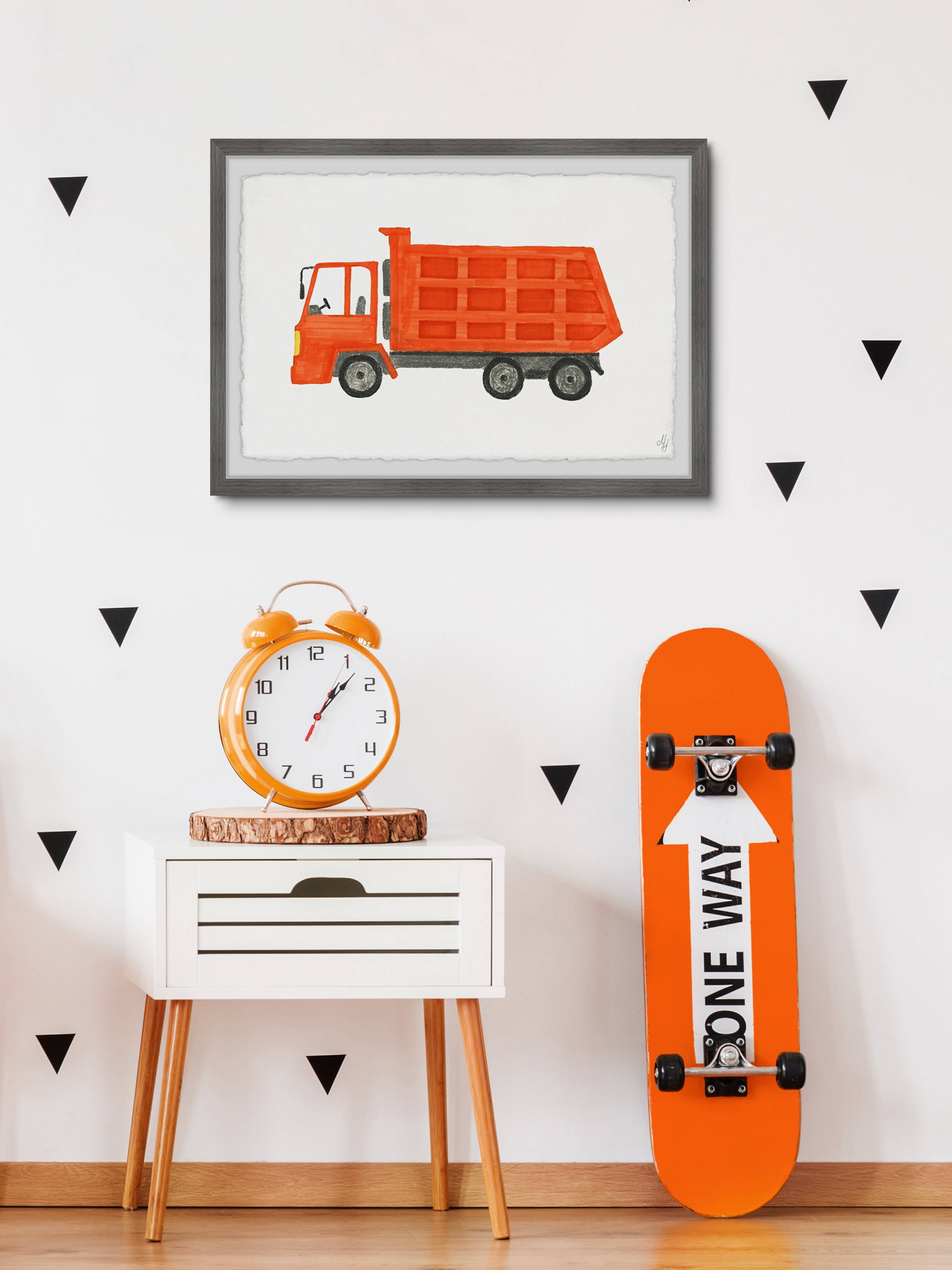 Marmont Hill Orange Dump Truck Framed Wall Art