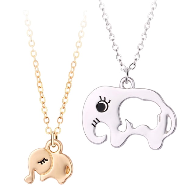 lionlar 2 Pcs Collier Éléphant Mère et Enfant, Pendentif Collier Mode Simple Bijou