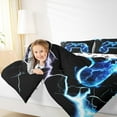thumbnail image 4 of Manfei Gaming Queen Comforter Set,Teen Video Game Bedding Sets,Blue Black Gamepad Bedding Comforter Set For Boys Girls,Super Cozy Bedroom Decoration Reversible,3-Piece, 4 of 8