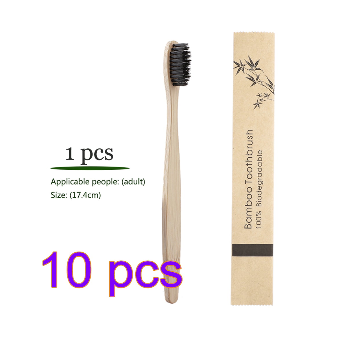 Hot 10pcs Durable Oral Care Bamboo Toothbrush Medium Soft Bristle Eco Friendly 