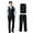 Black, variant on Wehilion 2 Pieces Men's Suits Vest Pants Set V-Neck Slim Fit Casual Waistcoat Suit,Black