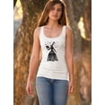 thumbnail image 2 of Black Rabbit Racerback Tank Women -Fab Funky Designs, Female x-Small, 2 of 4