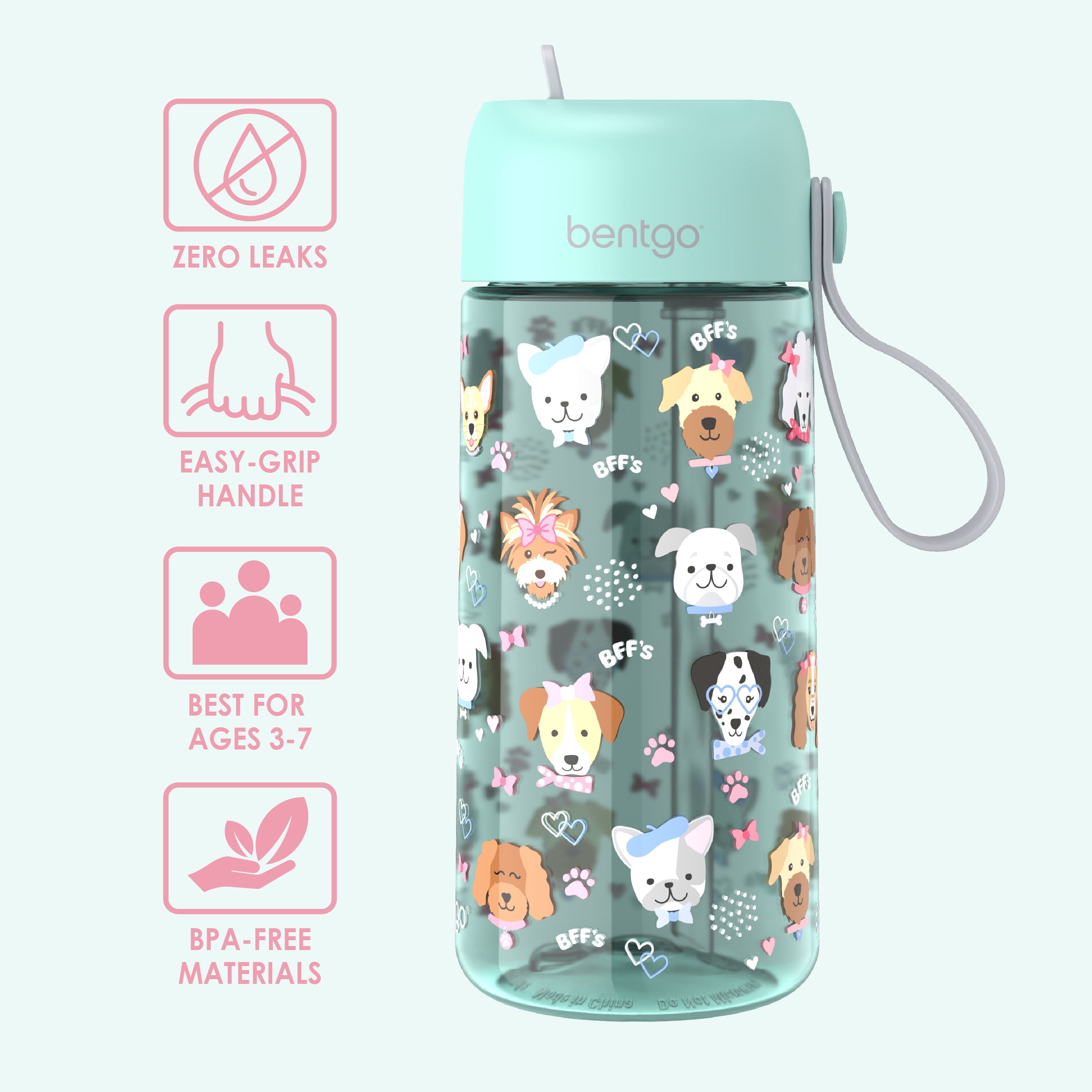 Bentgo Kids Water Bottle (2-Pack) - Puppy Love
