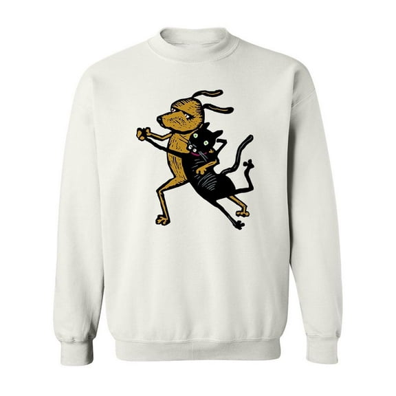Dog And Cat Dancing Sweatshirt Men -Image by Shutterstock, Male XX-Large