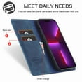 thumbnail image 5 of Dteck for Apple iPhone 13 Case with Card Holder Magnetic Premium Leather Flip Wallet Case Business / Classical Protective Cover with Kickstand Cover for iPhone 13, Blue, 5 of 6