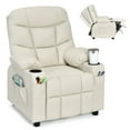 thumbnail image 1 of Costway Kids Youth Recliner Chair PU Leather w/Cup Holders & Side Pockets Beige, 1 of 10