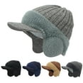 thumbnail image 3 of ZQUUVOU Men's Baseball Cap Knit Beanie Winter Plush Lined Thick Oversize Thermal Headwear Stretchy Outdoor Ear Warmer Gray, 3 of 3