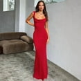 thumbnail image 4 of Women's Summer Cowl Neck Mesh Sleeveless Tank Dress Sexy Double Lined Bodycon Maxi Long Dresses, 4 of 10