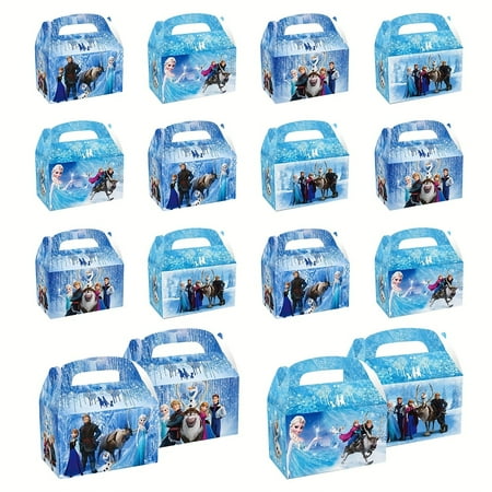 24 Princess Gift Set-Winter Wonderland Cartoon Printed Candy & Gift Bag, Including Aisha, Anna, Xiaoxue and Sven, High Quality Paper Party Supplies