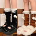 thumbnail image 5 of Milue Women Leg Warmers Ball Knit Leg Warmers Long Leg Socks JK Uniform Foot Cover, 5 of 20