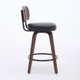 thumbnail image 4 of 26 Inch Counter Height Swivel Bar Stools, Set of 2 Upholstered Faux Leather Bar Chairs with Walnut Back, Bentwood Legs, Mid Century Modern Island Stools for Kitchen Counter, 4 of 20
