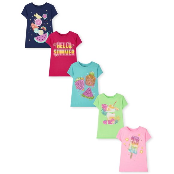 Camiseta The Children's Place para niñas Summer Foods, paquete de 5