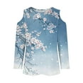 thumbnail image 5 of Teissuly Women's Fashion Printed T-shirt 3/4 Sleeves Blouse Round Neck Casual Tops, 5 of 5