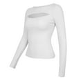 thumbnail image 4 of Women's Sexy Tight Long Sleeve Half High Neck T-Shirt Solid Color Stretchable Comfortable Casual Basic Top, 4 of 7