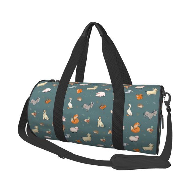 Fotbe Farm Animal Bolsa Deportiva de Lona Plegable con Estampado, Bolsa de Gimnasio con Bolsillo Seco/Húmedo, Bolsa de Viaje Ultraligera de Gran Capacidad