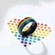 thumbnail image 3 of UBIUO 8mm Stainless Steel Enamel Rainbow Pride Ring for Lesbian & Gay Q Pride Wedding Engagement Band - -, 3 of 4