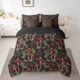 thumbnail image 2 of Feelyou Red Jungle Mushroom Kids Bedding Comforter Set 7pcs, Plant Botanical King Bedding Sets, Rustic Farmhouse Reversible Bed Sheets, Breathable Home Decor, 2 of 7