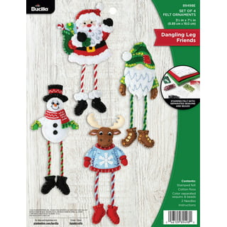 Bucilla Felt Applique 2 Piece Ornament Making Kit, Masked Christmas,  Perfect for DIY Arts and Crafts, 89502E,White