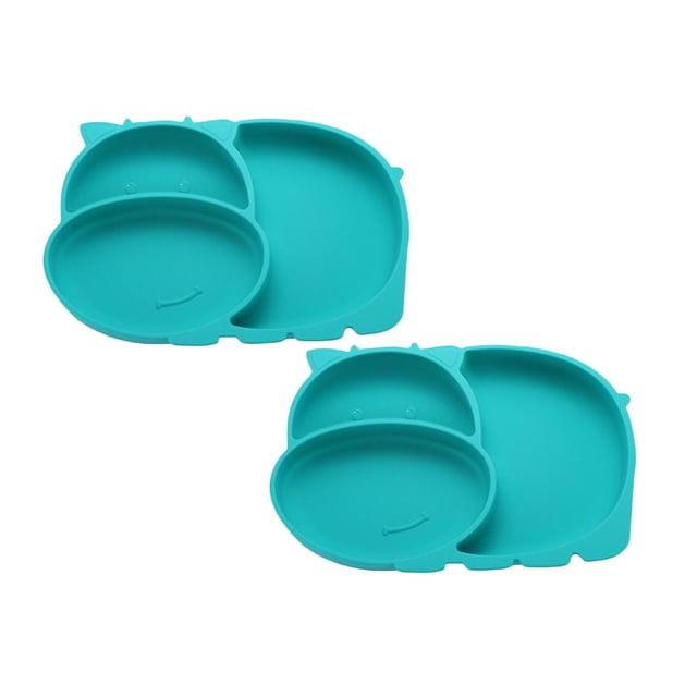 Oleegame 2PC Stainless Steel Cutlery Set Baby Silicone Meal Plate Children's Tableware Box Horse Shape