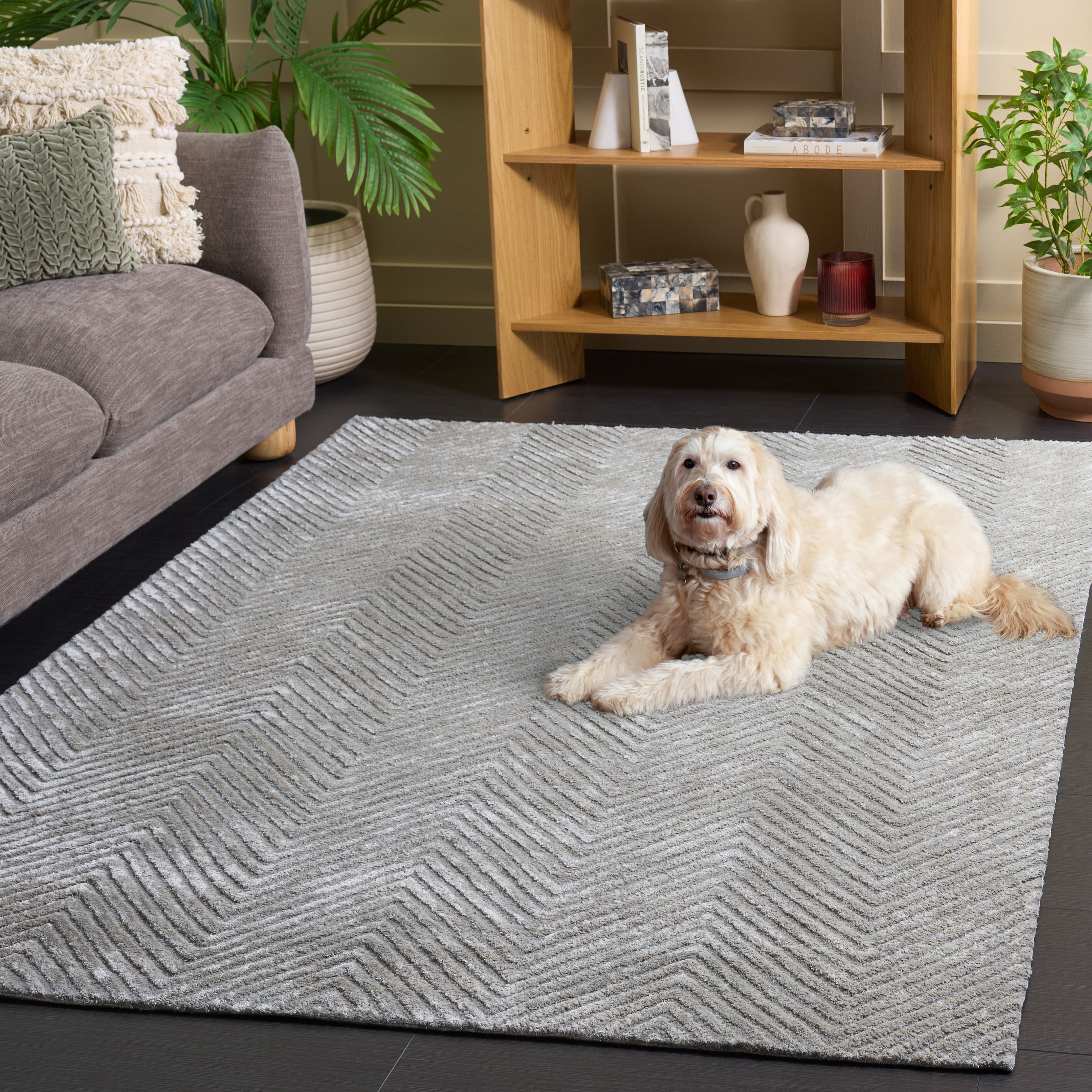 Safavieh Glamour Petar Chevron Area Rug, Silver, 6' x 9'
