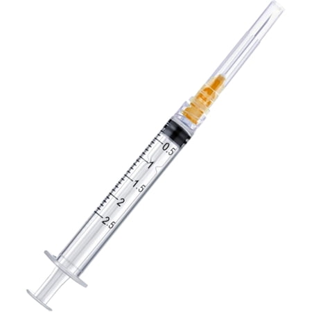 100 Pack Disposable 2.5ml/cc Lab Syringes with 25Ga 1 Inch Needle Luer Lock, Individually Sealed Packed