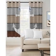 thumbnail image 4 of Ocean Ship Anchors Blackout Curtains for Bedroom Living Room, Brown Grey Gradient Wood Stripes Texture 72 In Long Thermal Insulated Room Darkening Drapes Grommet Window Treatments, 52 x 72 In, 4 of 9