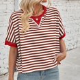 thumbnail image 2 of Ediodpoh Women's Casual Striped Batwing Sleeve T Shirt Soft Round Neck Summer Top for Home Outdoor Wear with Jeans Tshirts Shirts for Women White S, 2 of 9