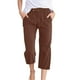 thumbnail image 1 of Pantalones de cintura alta y pierna ancha con cordón para mujer - Pantalones rectos elásticos de poliéster con bolsillos, 1 of 5