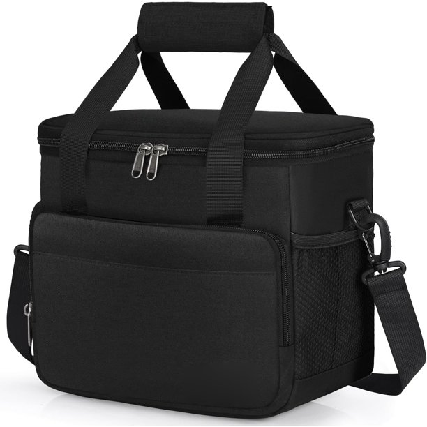 Bolsa de Almuerzo para Loncheras para Mujer y Hombre Tela Oxford Bolsa Almuerzo Impermeable Lunch Bag Negro