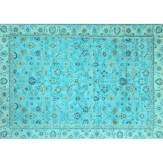 Ahgly Company Indoor Rectangle Oriental Light Blue Traditional Area Rugs, 6' x 9'