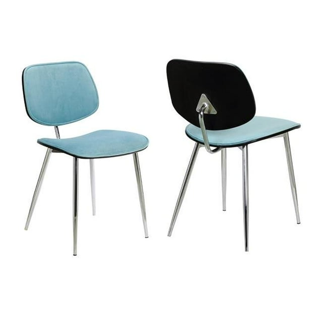 Armen Living LCLZSICHRBLU Chaise d'Appoint Moderne en Velours Bleu Lizzy - Lot de 2