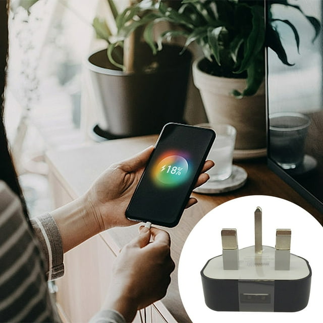 Klonfd Port USB Travel Power AdapterMobile Phone ChargerUK International PlugFor IPhone And IPad