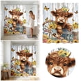 thumbnail image 2 of TIELUTT Cow Pattern Shower Curtain Farmhouse Style Cute Cow Light Shower Curtain Beach Shower Curtain and Rug Set for Bathroom Taupe Toilet Wax Ring Bathroom Needs People Bathroom Set without Shower, 2 of 5