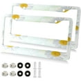 thumbnail image 2 of GZHJMY Daisy Leaves License Plate Frames Set of 2, Universal Aluminum License Plate Holders 2 Holes Car Tag Frames Automotive Exterior Accessories with Screw Caps Decorative, 2 of 7