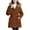 Brown, variant on TFEOQRY Women's Winter Thermal Padded Coats Solid Color Outdoor Hooded Windproof Loose Coat with Pockets Navy