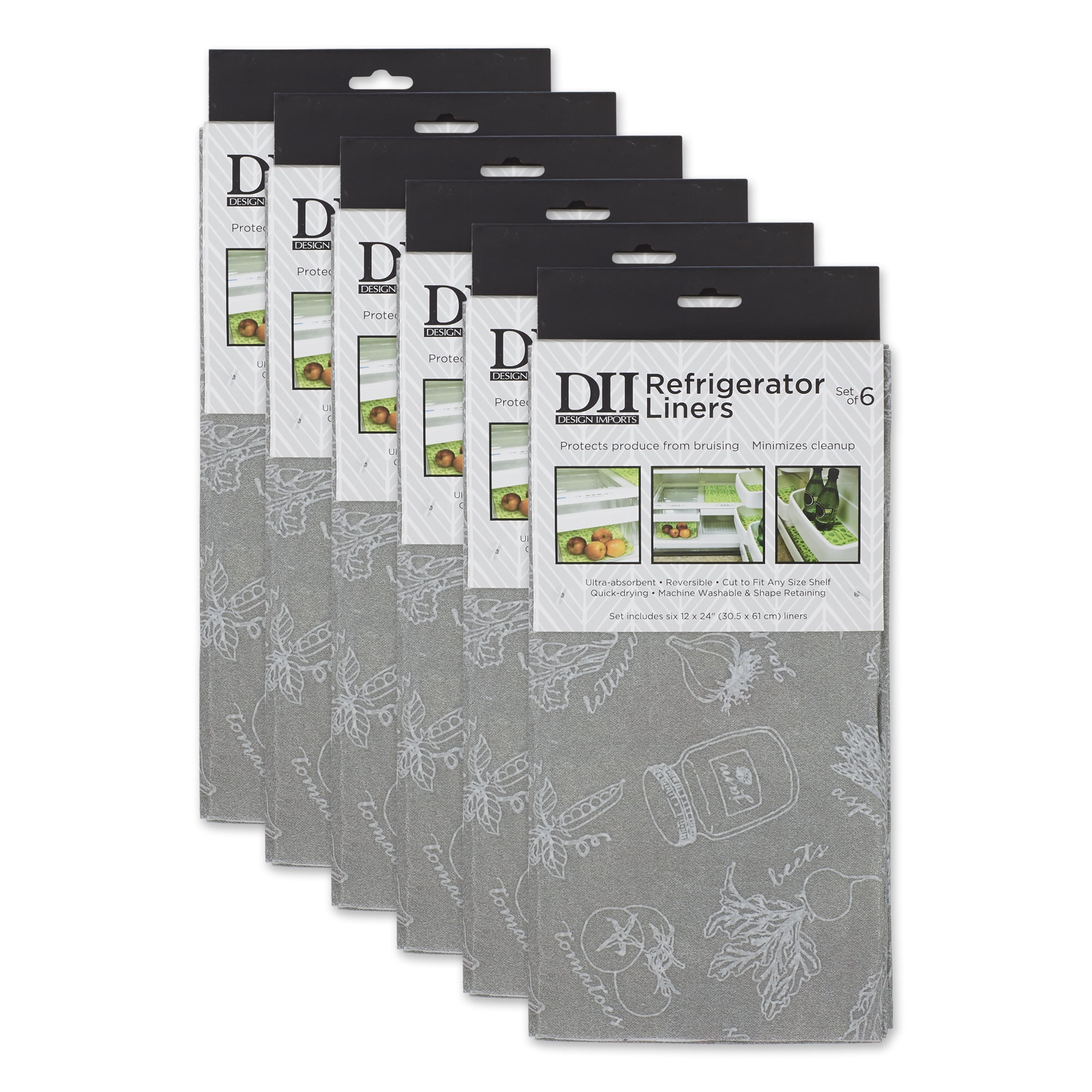 DII Gray Market Print Fridge Liner (Set of 6)