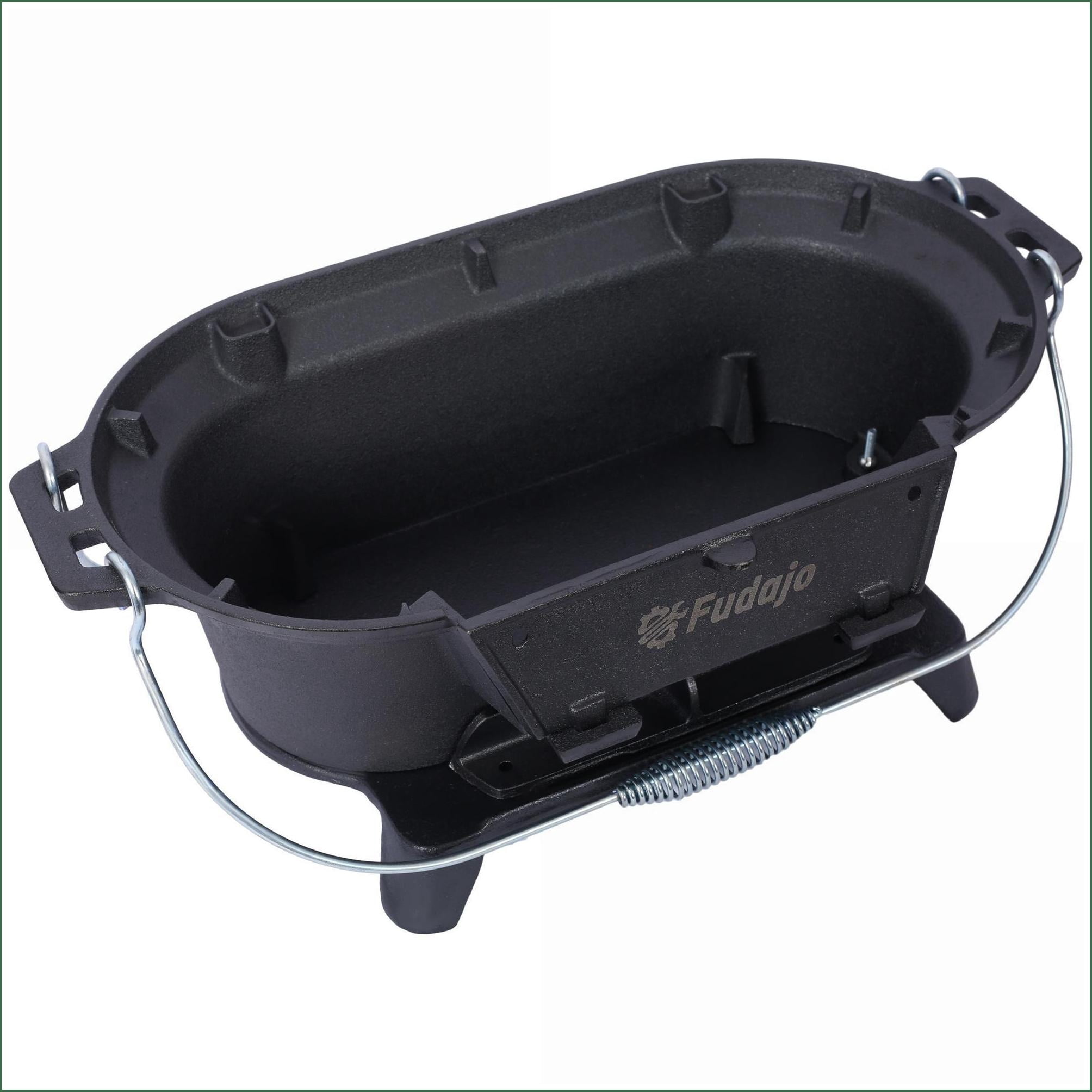 GrillSmokers | Portable Oval Enameled Tabletop Charcoal Grill, For Camping Tailgating Picnics | Black | Cast Iron