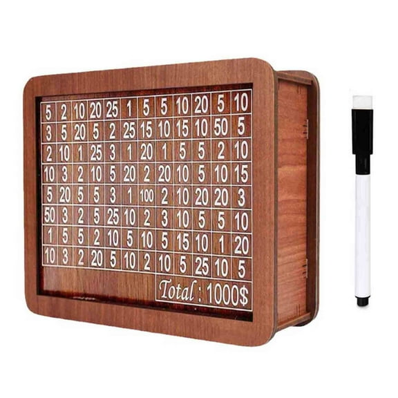 IMossad Cash Vault Wooden Savings Box, Wooden Cash Money Saving Box, Cash Saver Box Money Saver Box with Counter, Coin Counter Piggy Bank, Retro Wooden Money Box(1000 Dollar)