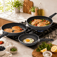 thumbnail image 4 of Vivicreate 3-Piece Nonstick Frying Pan Set, Aluminum Skillet Set (8.5", 10", 10" Deep), Easy Clean, Fast Heating, for Gas, Electric & Induction, 4 of 6