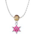 thumbnail image 1 of Delight Jewelry Hot Pink Snowflake with Hot Pink Crystal Mia Monkey Charm Necklace, 1 of 4