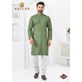 thumbnail image 2 of Green Color Traditional Men's Kurta Pajama Set&ndash; Cultural Wear for Men, 2 of 4