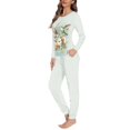 thumbnail image 2 of SCRAWLGOD Hummingbird Women's Floral Pjs Sets for Women Long Sleeve Tops and Pants Size L Crewneck Jogger Pj Sets for Women 2 Piece Soft Womens Lounge Set, 2 of 6