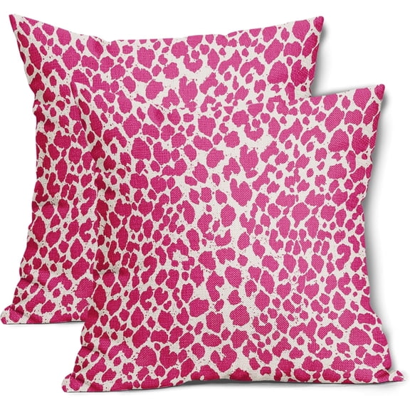 Hot Pink Cheetah Throw Pillow Covers 20X20 in Set of 2 Leopard Decorative Pillow Cases Animal Preppy Pillow Cover with Zipper Home Decor for Sofa Couch Housewarming Gift Bed Porch Outdoor